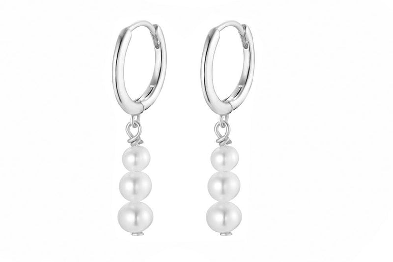 Drop 3 Pearl Earring - Silver