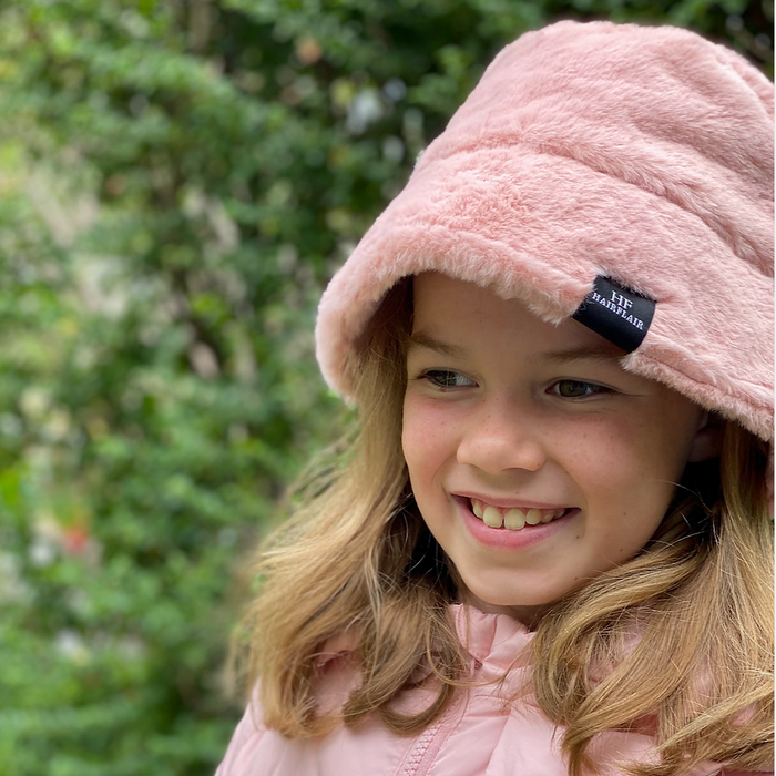 KIDS Faux Fur Bucket Hat- Pink 1- 4