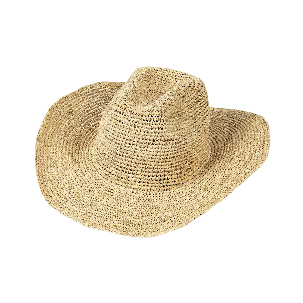 Jessie Raffia Cowboy Hat & Tie- natural