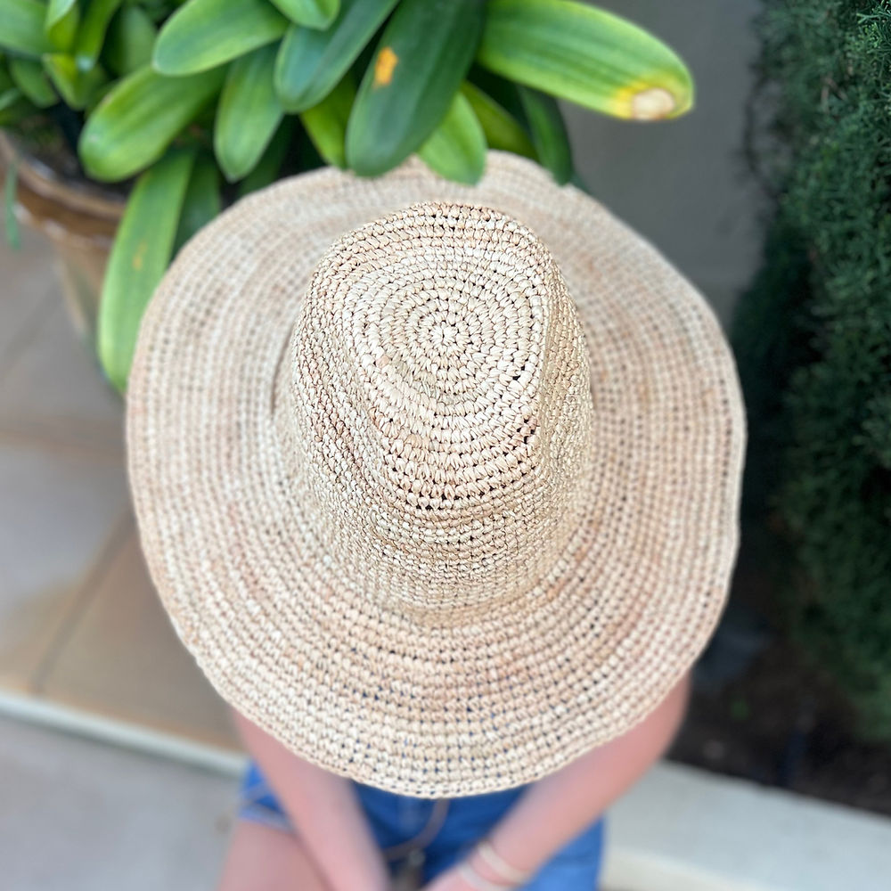 Jessie Raffia Cowboy Hat & Tie- natural