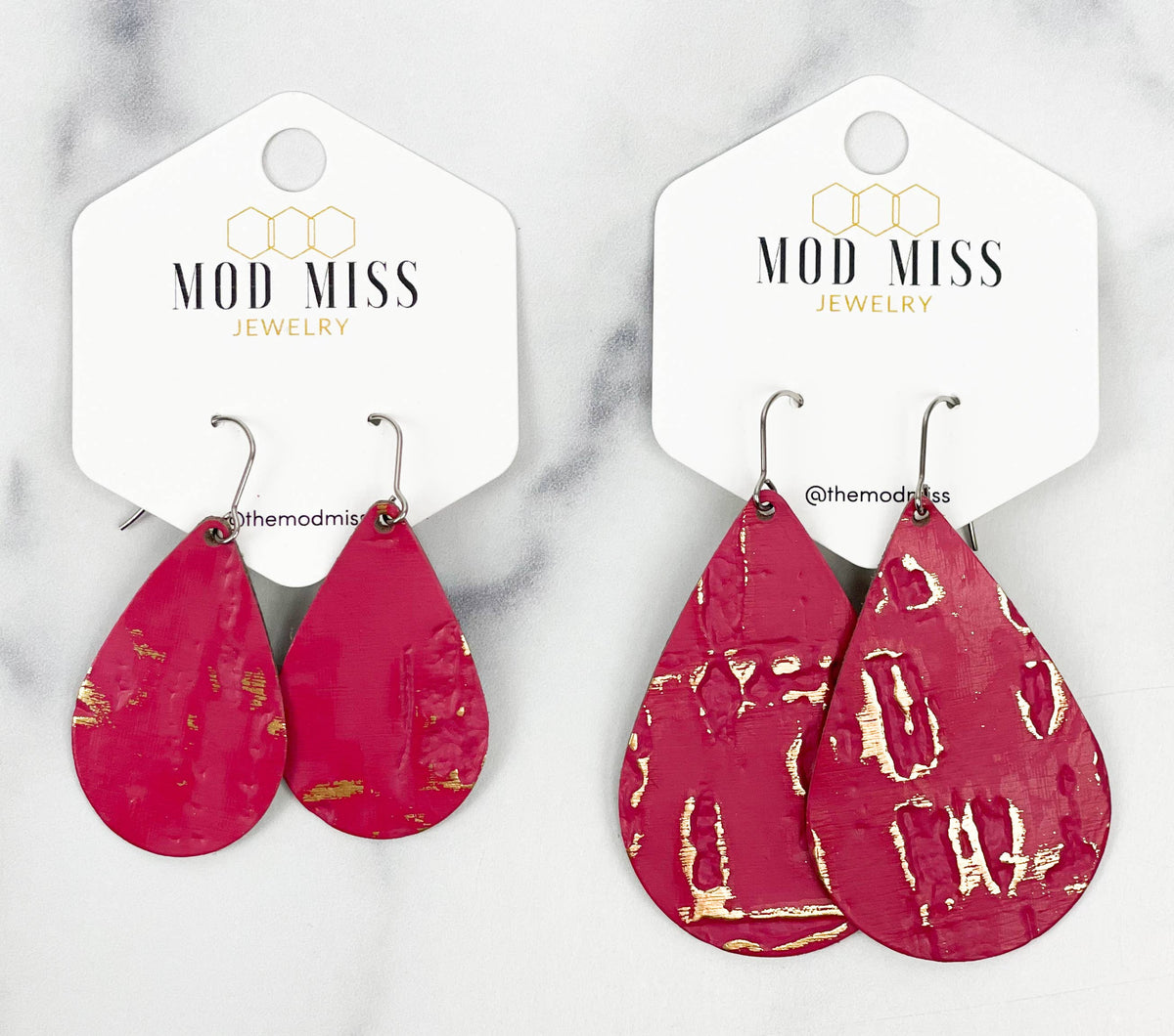 Wildwood Hot Pink - Leather Teardrop Earring