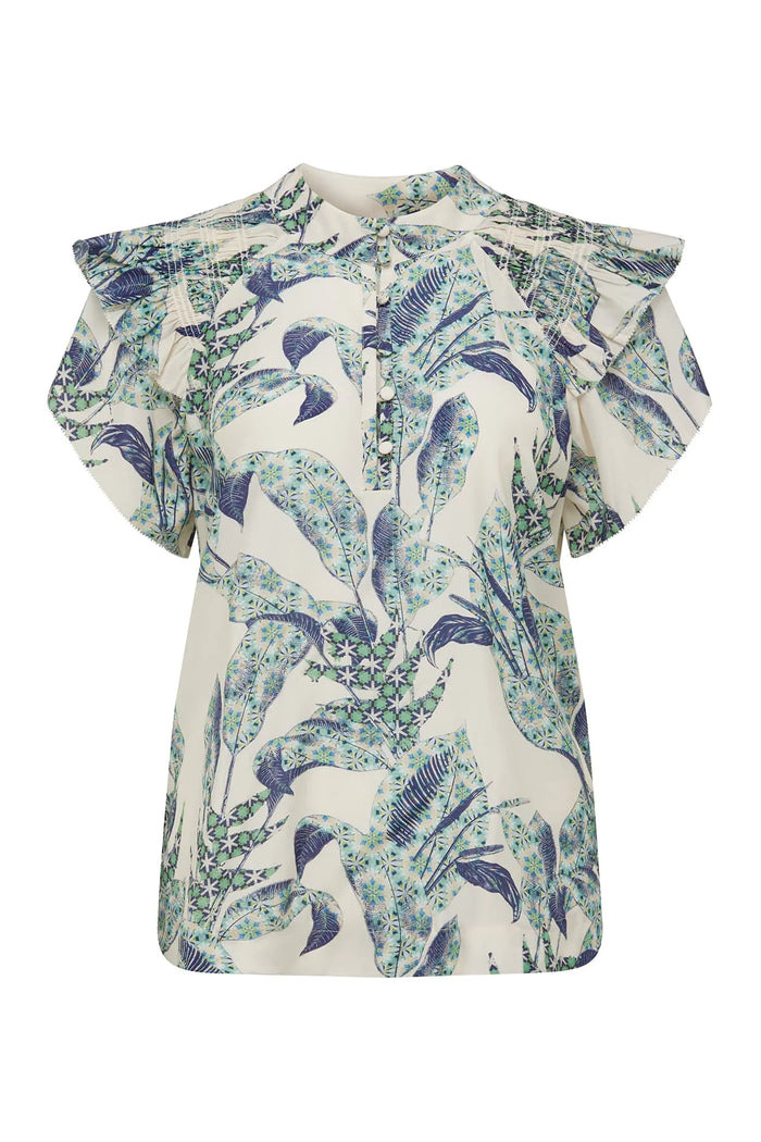 Cable -  Paloma Frill Top - Leaf Print