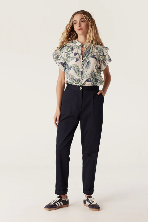 Cable -  Paloma Frill Top - Leaf Print