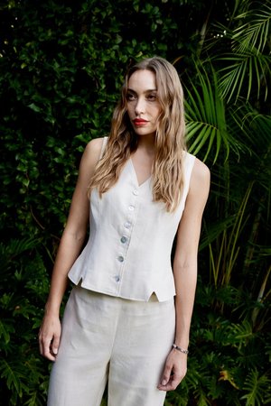 Kamare - Marais Linen Vest - Buff