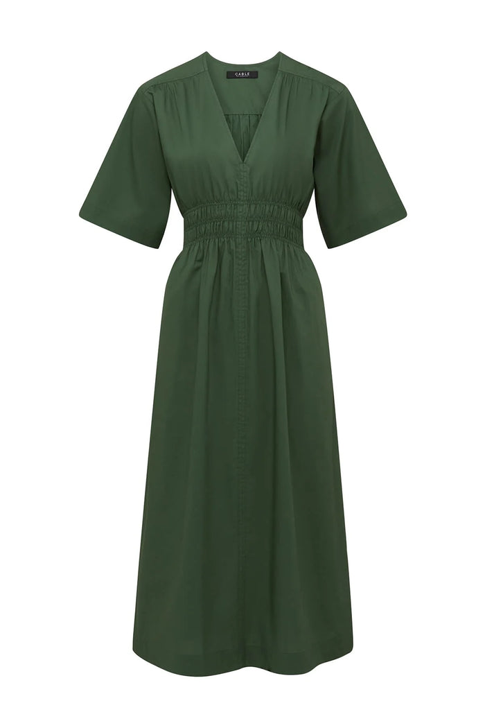 Cable - Bella Poplin Dress - Moss Green