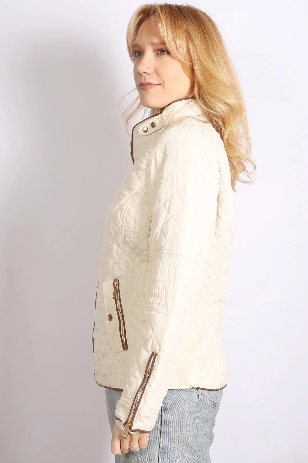 Short Quilted Jacket - Cream