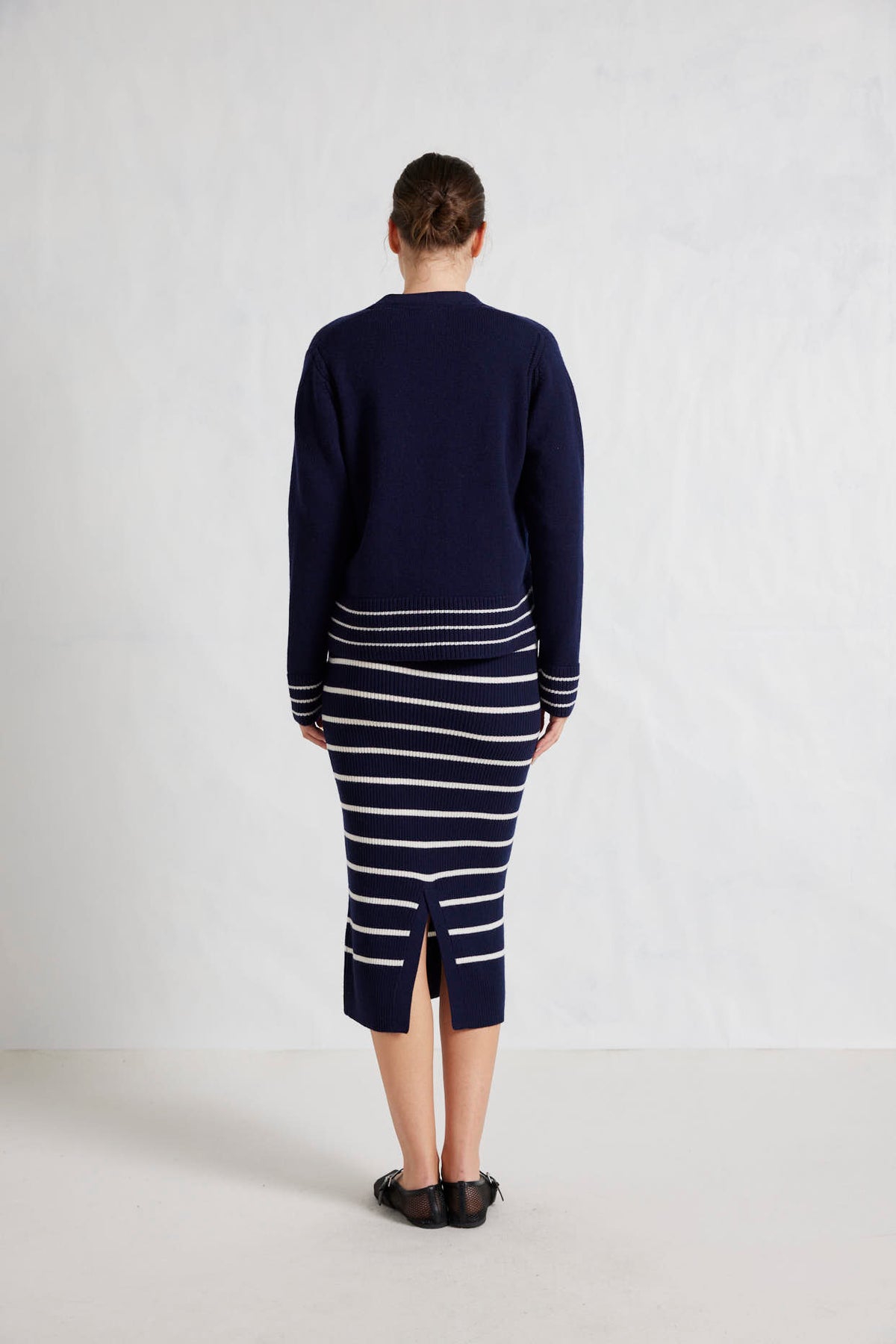 Alessandra Mona Merino & Cashmere Knitted Skirt Navy