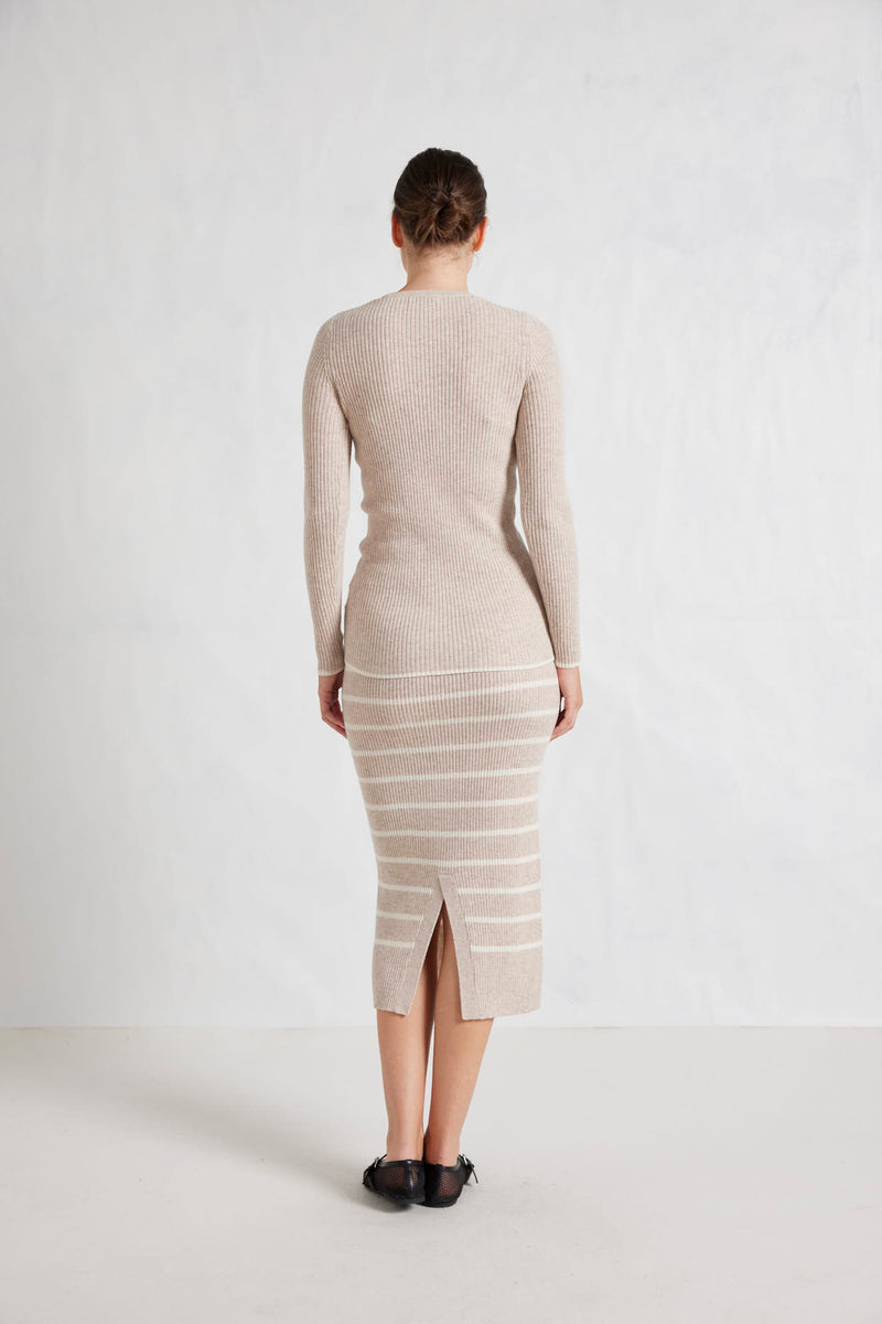 Alessandra Mona Merino & Cashmere Knitted Skirt Beige