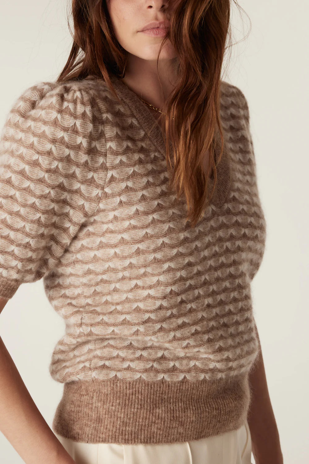 Cable - Annika Mohair Top - Latte