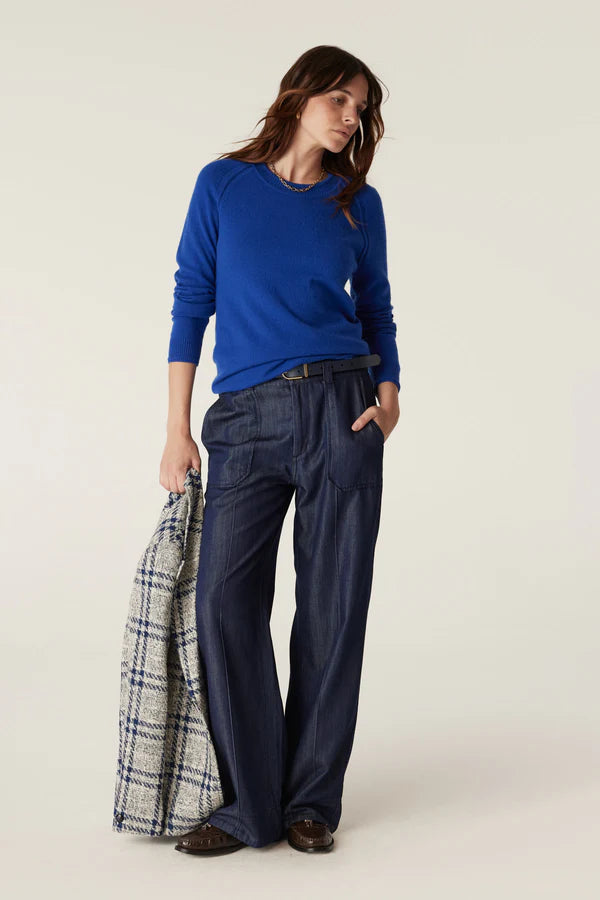 Cable - Cashmere Crew Jumper - Sapphire Blue