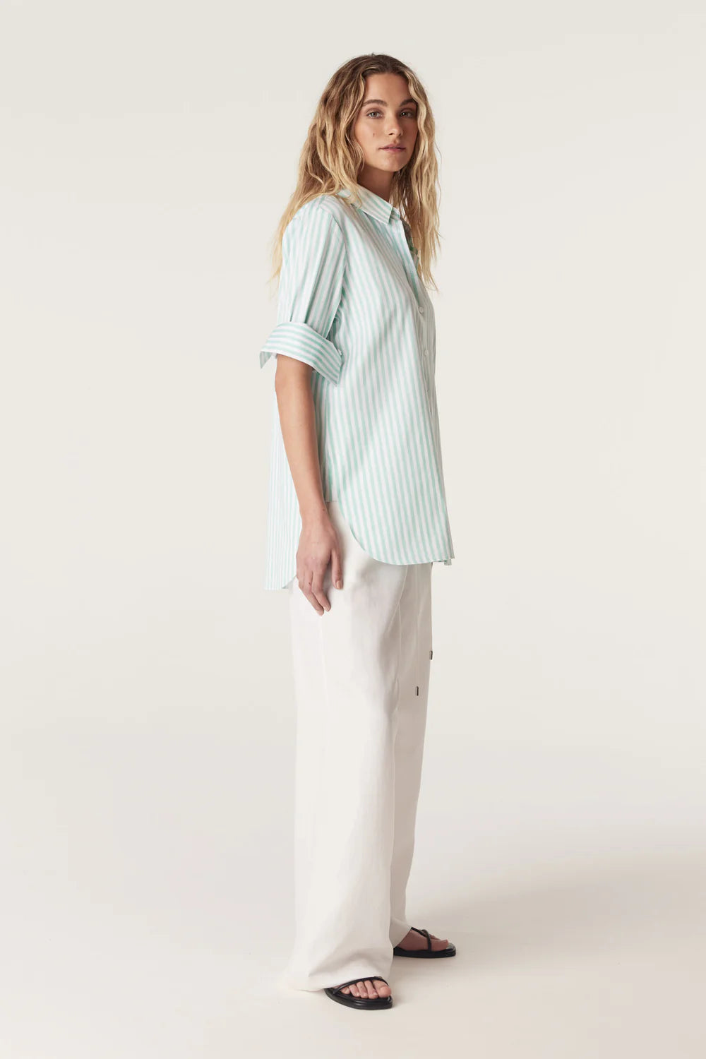 Cable -  Henri Shirt - Seafoam Stripe