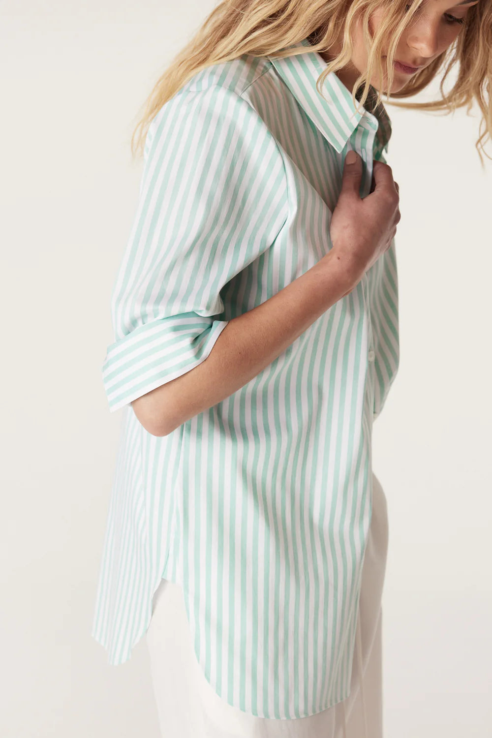 Cable -  Henri Shirt - Seafoam Stripe