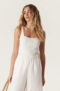 Cable - Crepe Ribbed Knit Tank - White