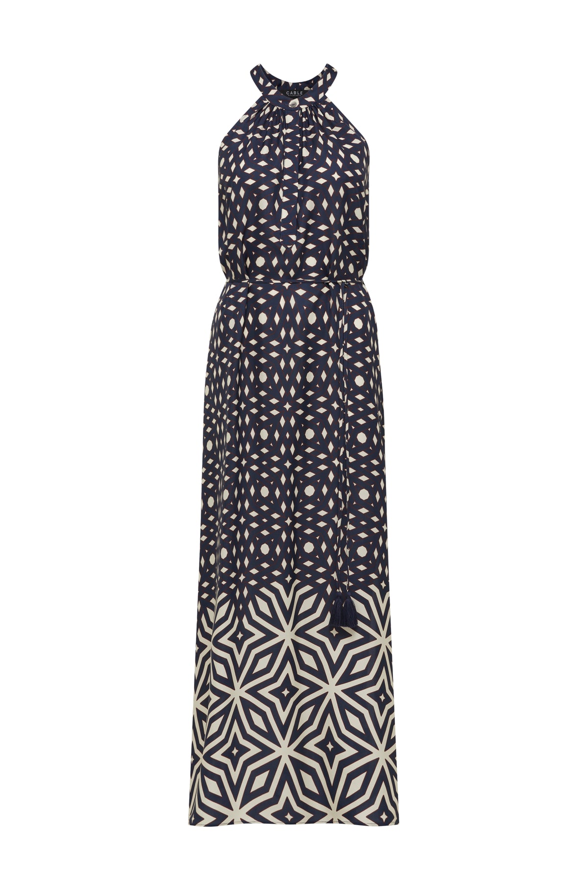 Cable - Temple Halter Neck Dress - Mosaic Print