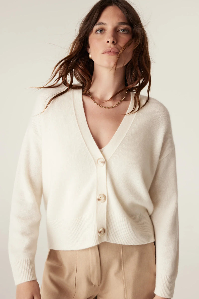 Cable - Pure Cashmere V Neck Cardigan