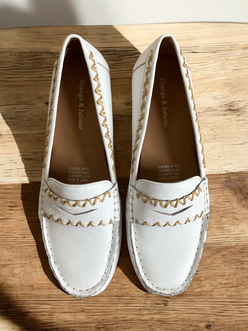 Django & Juliette - Latasha Leather Loafers in White