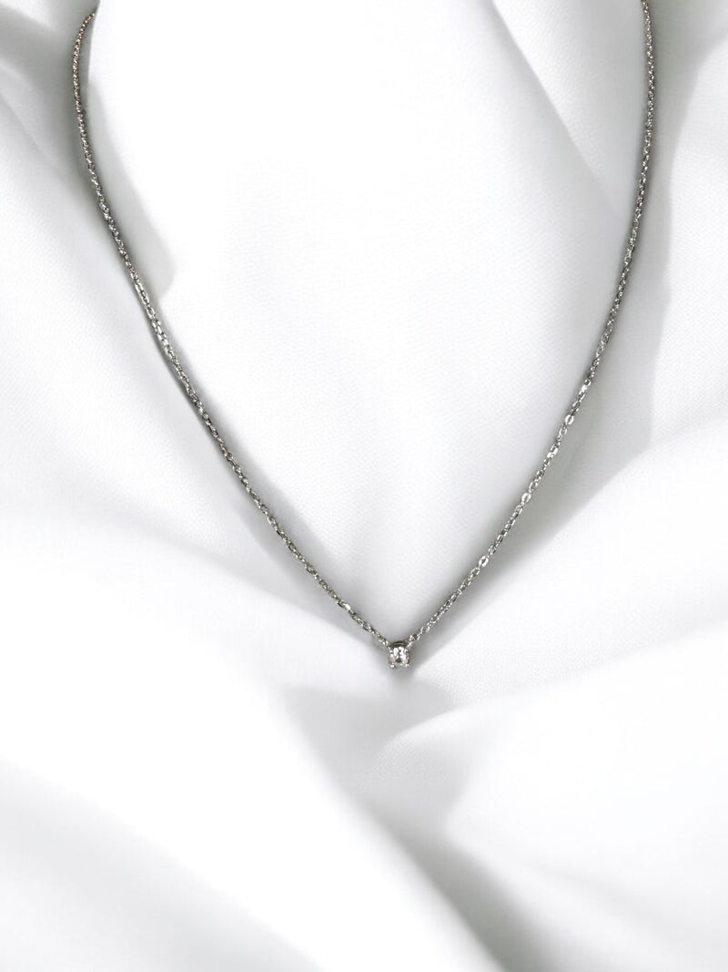 Single Zirconia Necklace - Silver