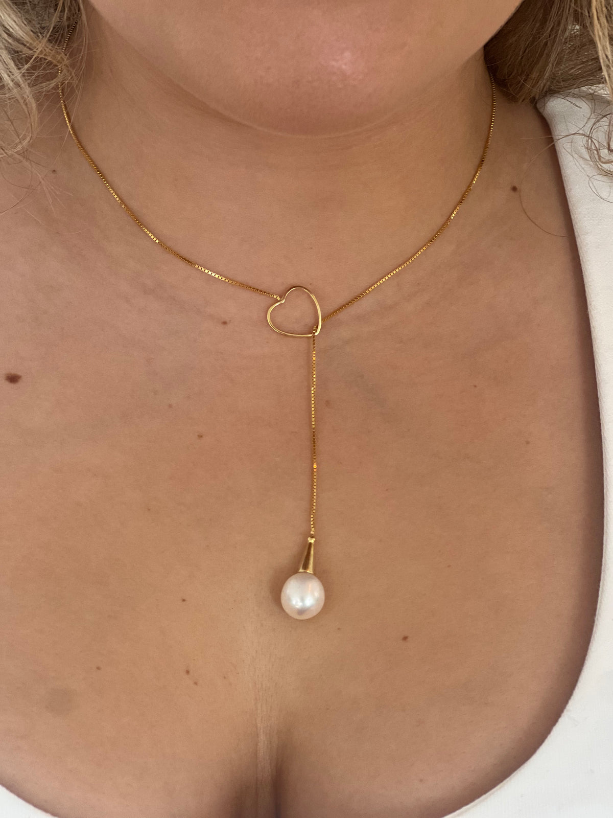 Pearl Heart Thread Necklace