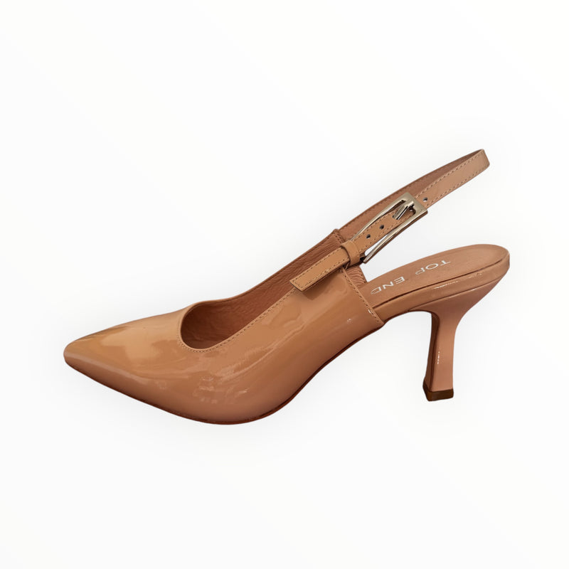 Top End - Loffie-To Nude Patent Sling Back Heel