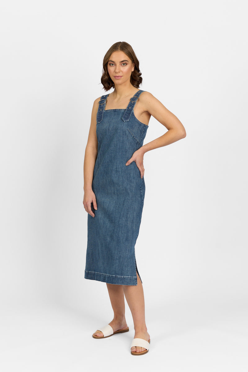 Knewe - Academy Dress in Mid Wash Denim