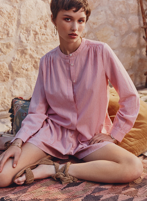 Ami Blouse Pink & Red Stripe - Marie Louise De Monterey