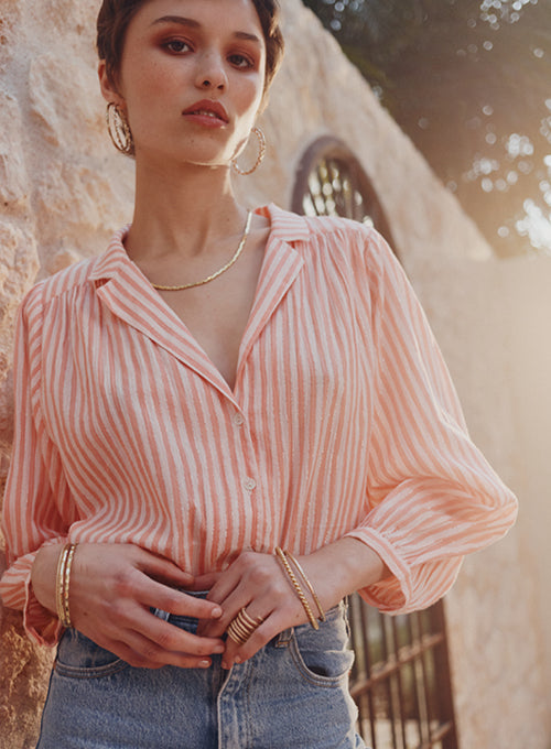 Ina Blouse Pink Stripe - Marie Louise De Monterey