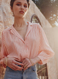 Ina Blouse Pink Stripe - Marie Louise De Monterey