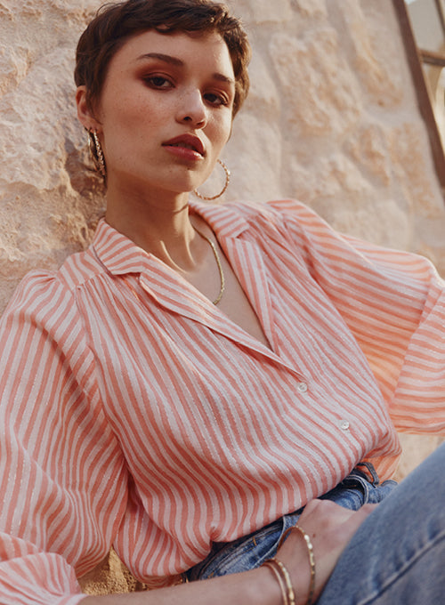 Ina Blouse Pink Stripe - Marie Louise De Monterey