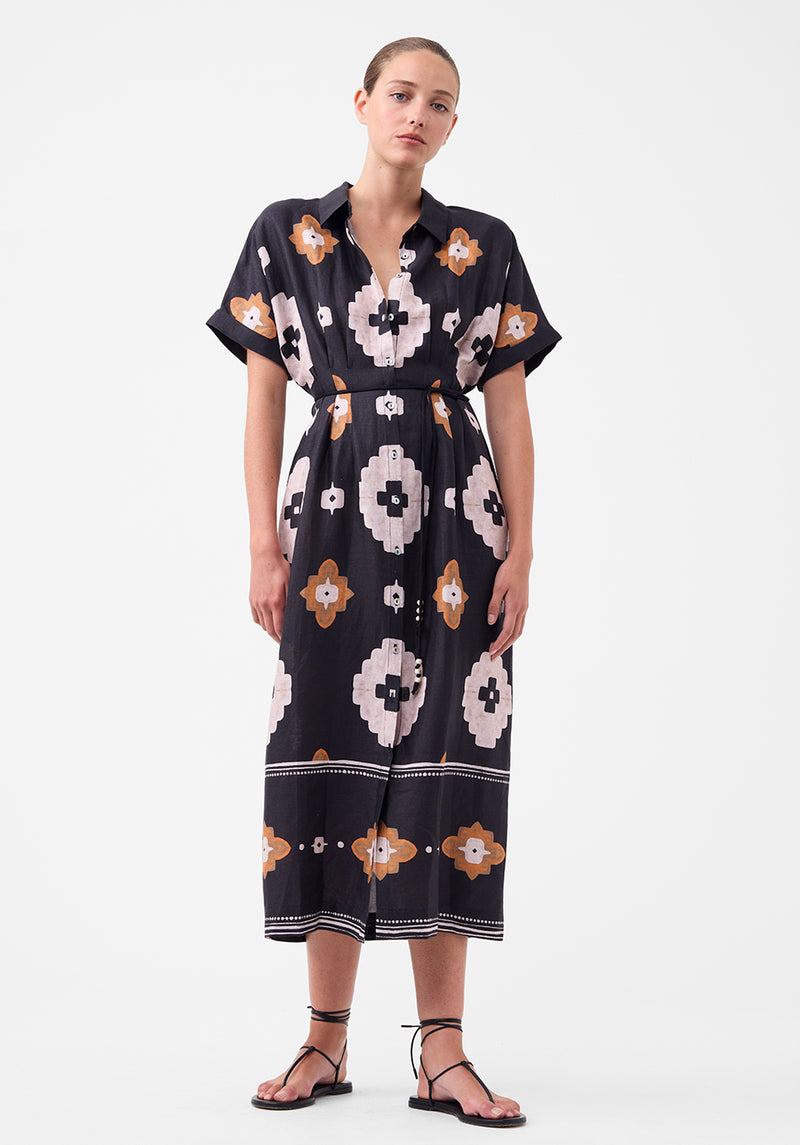 Morrison - Navi Linen Print Shirt Dress