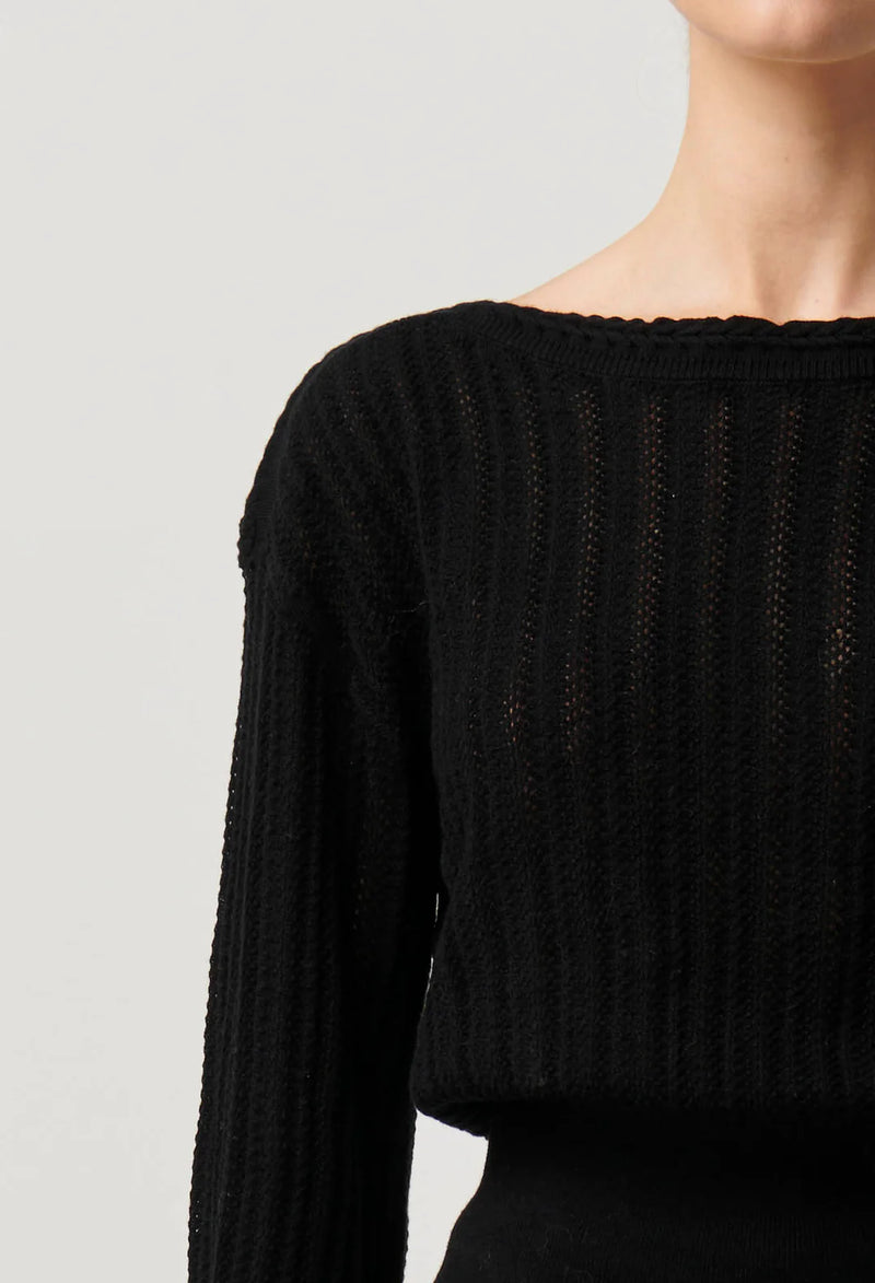 Once Was Marley Merino Cotton Knit Top in Black