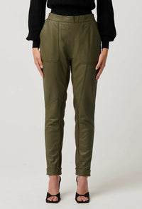 Once Was - Sylvan Leather Curved Panel Jogger in Moss