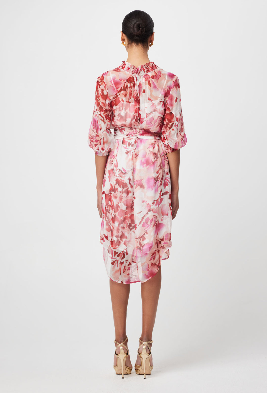 Once Was - Annabelle Viscose Chiffon Dress in Flamingo Flower