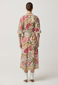 Once Was - Carmen Viscose Linen Maxi Dress in Azalea Fields