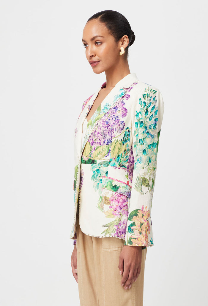 Once Was - Bahia Lace Trim Stretch Linen Viscose Blazer