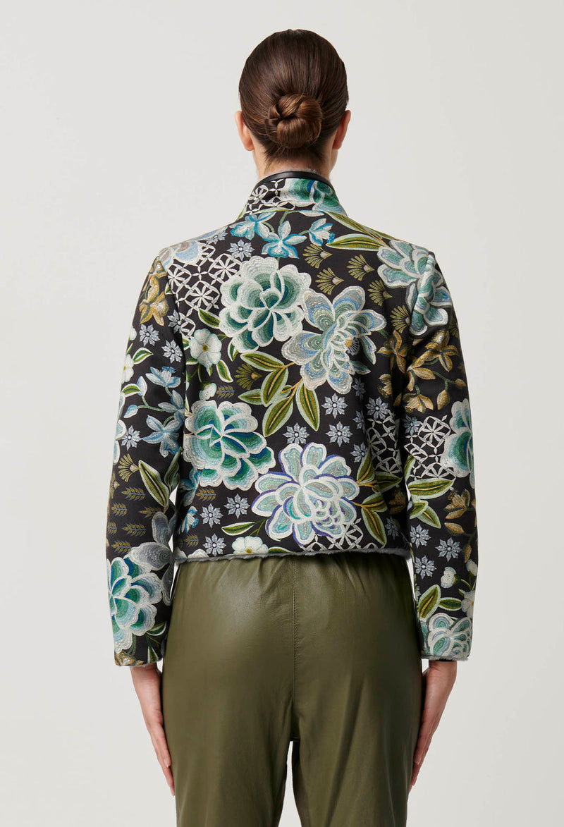 Once Was - Rylie Reversible Print Faux Fur Jacket in Dahlia fields