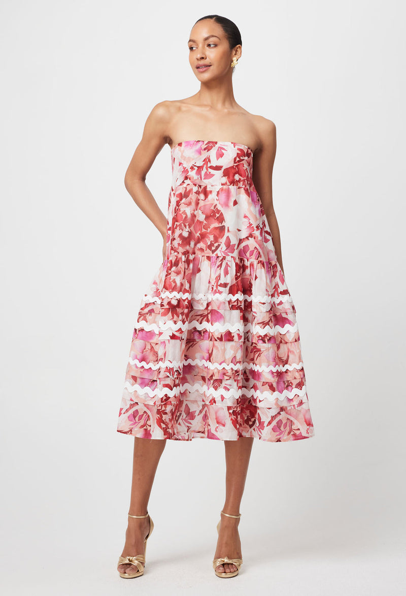 Once Was - Sanibel Cotton Silk Skirt in Flamingo Flower