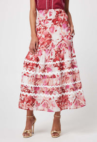 Once Was - Sanibel Cotton Silk Skirt in Flamingo Flower