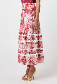 Once Was - Sanibel Cotton Silk Skirt in Flamingo Flower