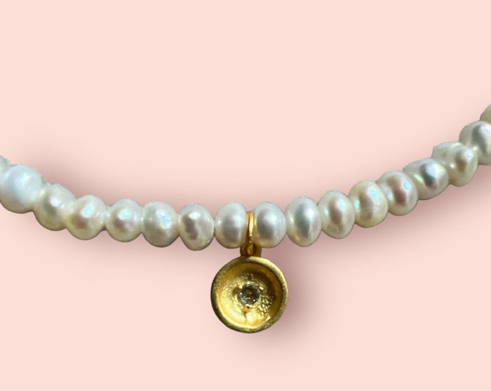 Baroque Mini Pearl and Gold Necklace