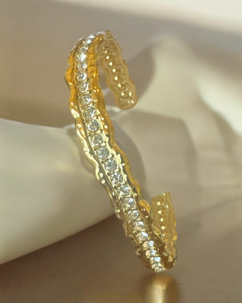 Gold and Swarovski Crystal Cuff