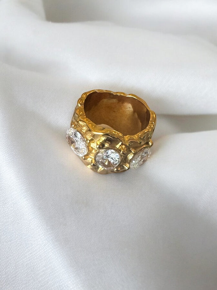 Gold and Crystal Ring