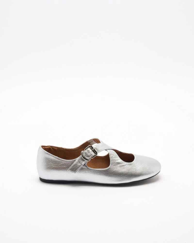 Rani Leather Ballet Flat - Silver