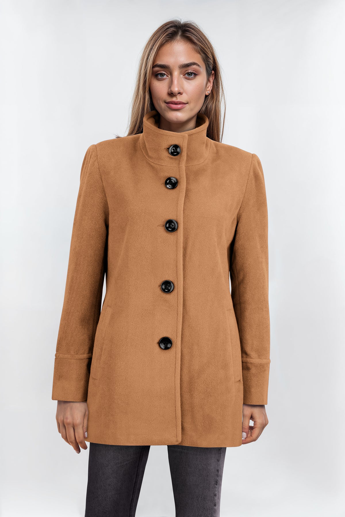 Funnel Neck Jacket - Camel