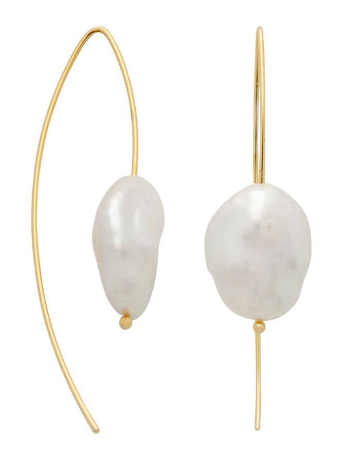 Baroque Pearl Open Earrings Gold