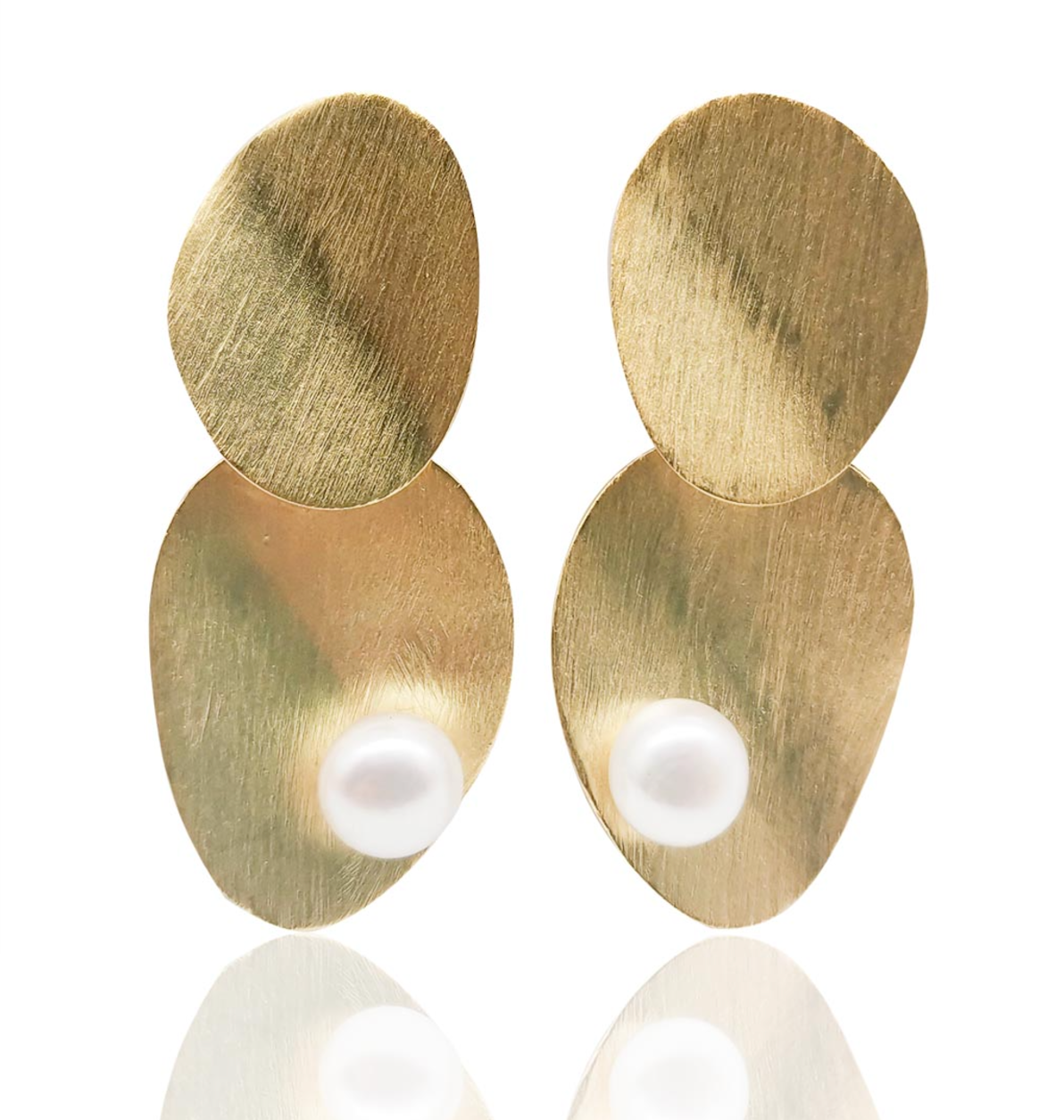 Double Disc Pearl Earrings