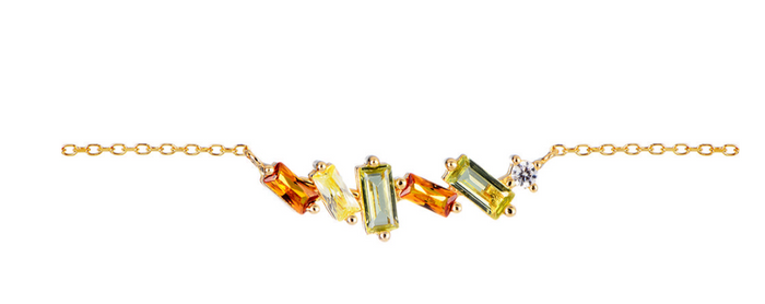 Peridot, Topaz, and CZ stone Neclace