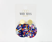 Kaleidoscope - Cork+Leather Round Earring