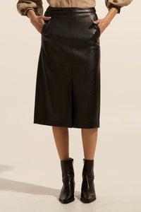 Zoe Kratzmann Halt Faux Leather Skirt Front