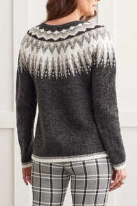 Tribal - Mock Neck Intarsia Sweater - Black