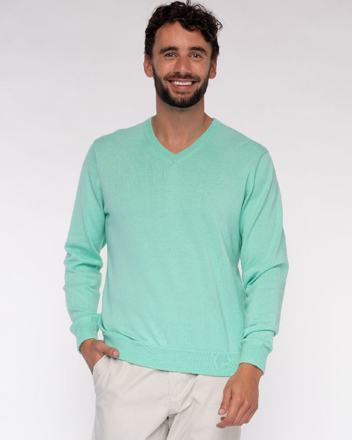 Men's V-Neck Cashmere Cotton Jumper